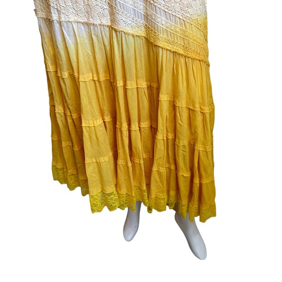 Alberto Makali Ombre Yellow Asymmetrical Crochet Look Midi SunDress Y2K sz 8 - Picture 8 of 10